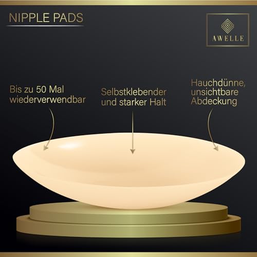 AWELLE Boob Tape Set - Rückenfreier Brust Tape mit super klebenden Nippelpads und 20 Fashion Tapes - Klebe BH auch für Grosse Brüste