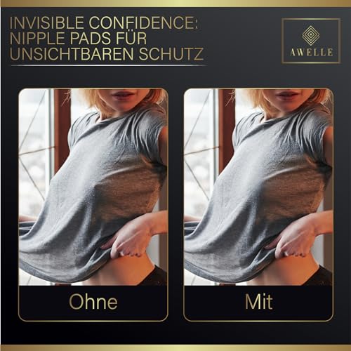AWELLE Boob Tape Set - Rückenfreier Brust Tape mit super klebenden Nippelpads und 20 Fashion Tapes - Klebe BH auch für Grosse Brüste