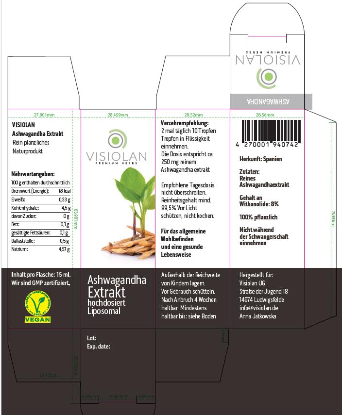 ASHWAGANDHA EXTRAKT hochdosiert, 15ml, LIPOSOMAL | Maximale Bioverfügbarkeit, vegane Tropfen, hochwertig & rein
