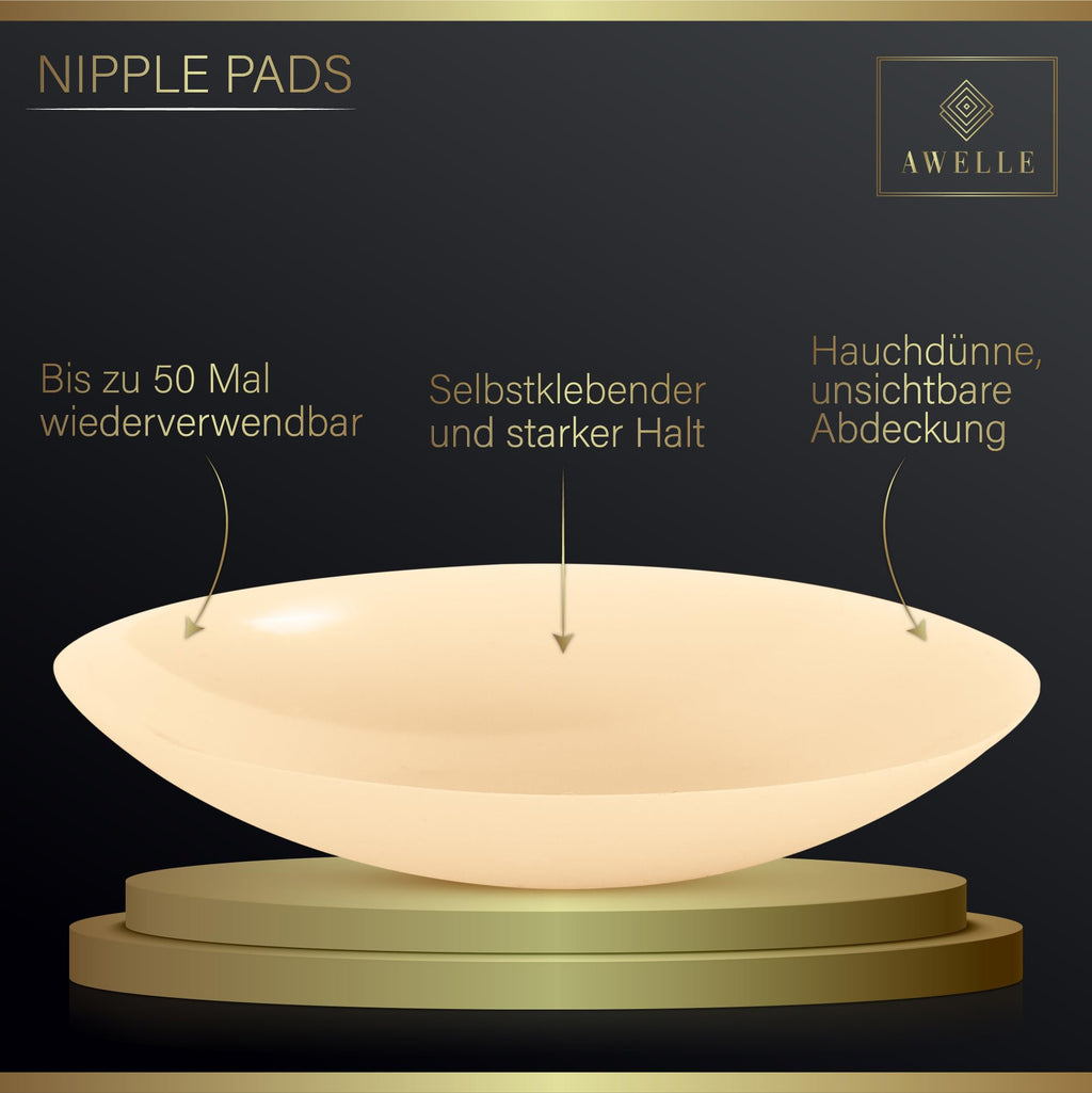AWELLE Boob Tape Set - Rückenfreier Brust Tape mit super klebenden Nippelpads und 20 Fashion Tapes - Klebe BH auch für Grosse Brüste