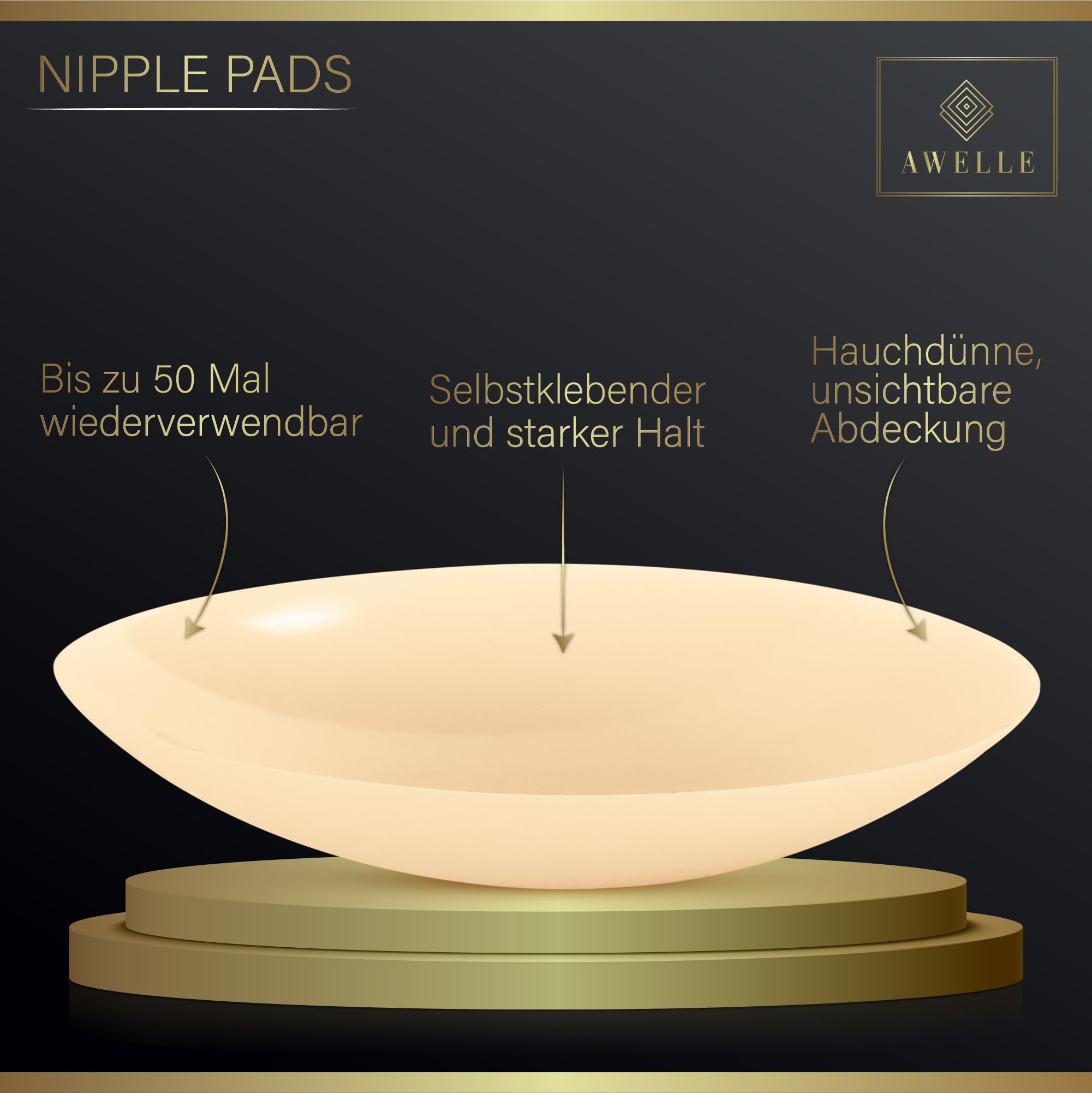 AWELLE Boob Tape Set - Rückenfreier Brust Tape mit super klebenden Nippelpads und 20 Fashion Tapes - Klebe BH auch für Grosse Brüste