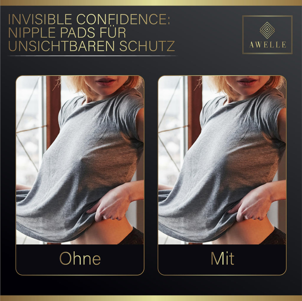 AWELLE Boob Tape Set - Rückenfreier Brust Tape mit super klebenden Nippelpads und 20 Fashion Tapes - Klebe BH auch für Grosse Brüste